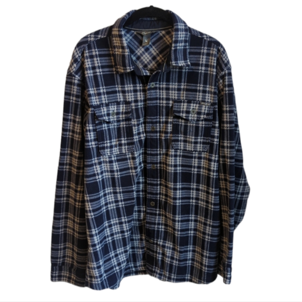 Eddie Bauer Fleece Plaid Button Up Size Large